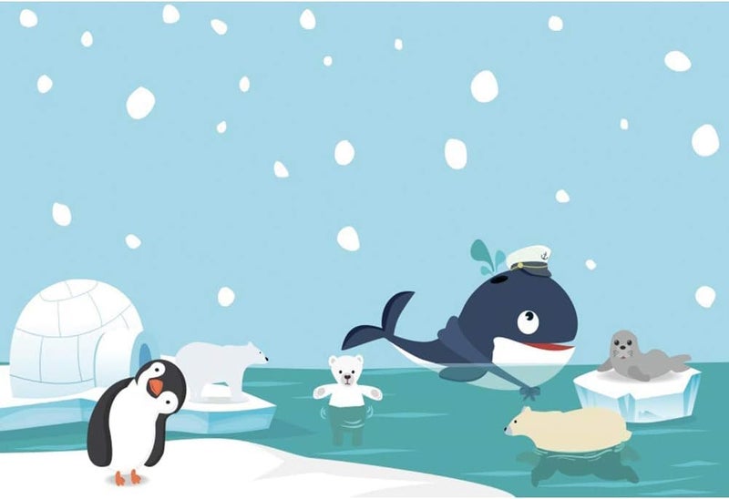 Renaiss 5x3ft Cartoon Penguin Backdrop for Photography Cute Animal Bear Ice Cave Winter Snowflake Polar Region Background for Baby Shower Children Birthday Party Decor Banner Studio Props - Image 4